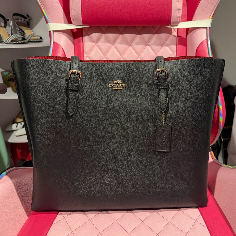 Coach Black Leather Crossbody Bag with Gold Details